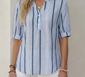 Casual Minimalist Loose Notch Neck Three-Quarter Sleeve